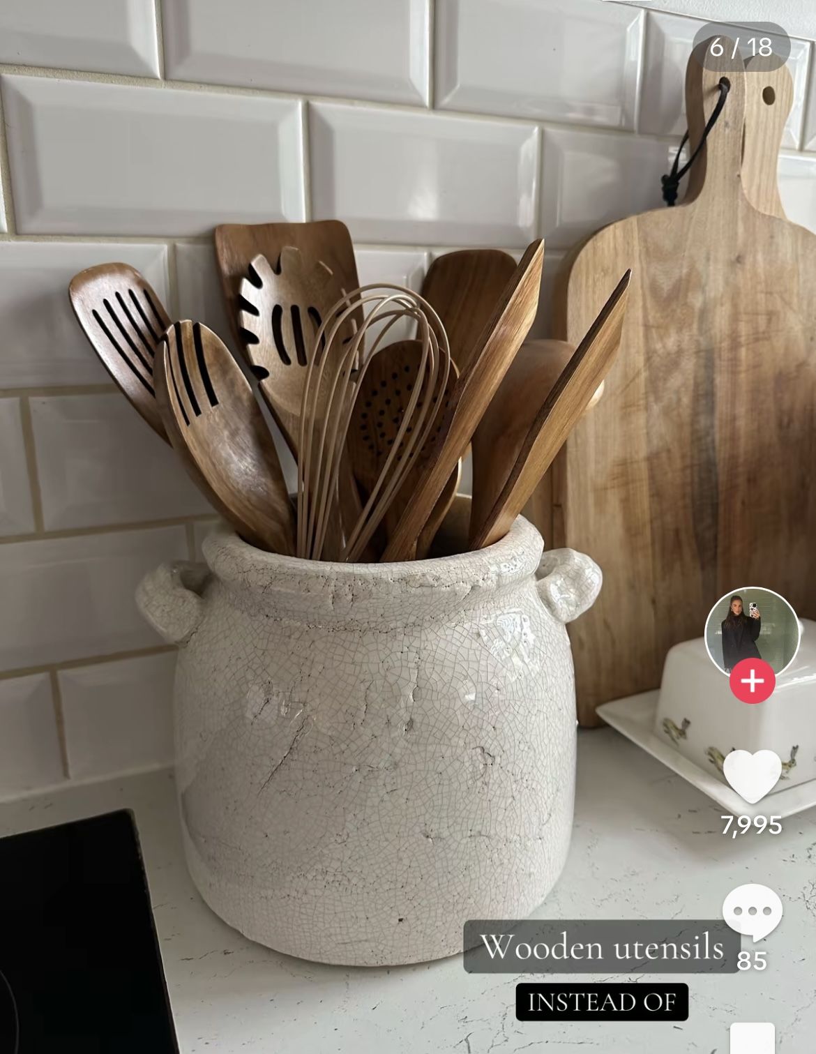Wooden Kitchen Utensils in a Ceramic Holder