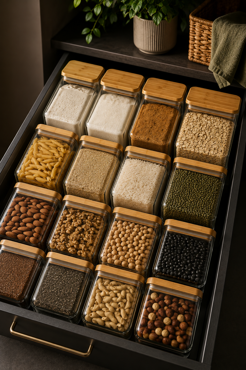 Glass Pantry Containers with Bamboo Lids