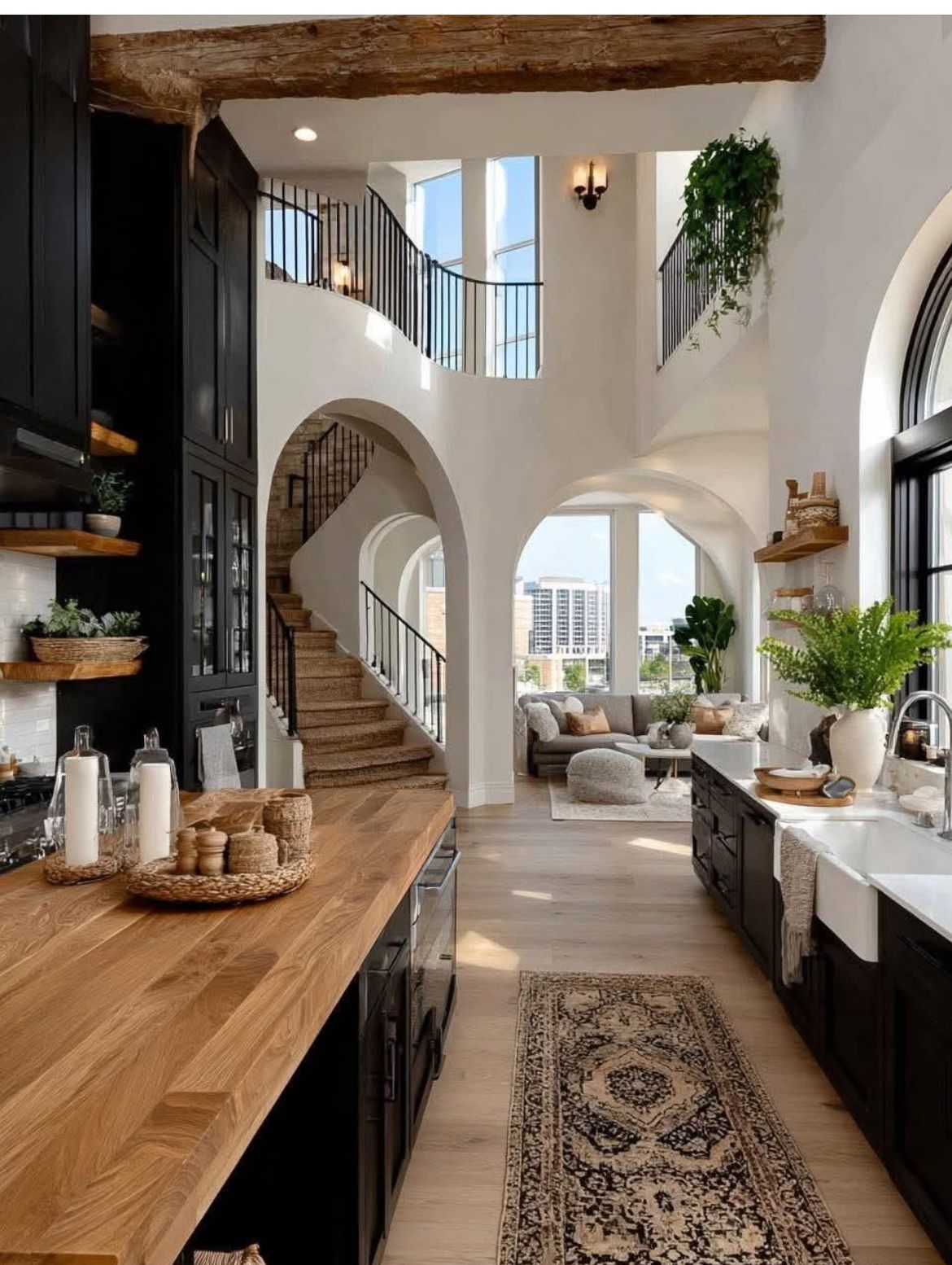 Kitchen Runner Rug for Warm Wood Interior