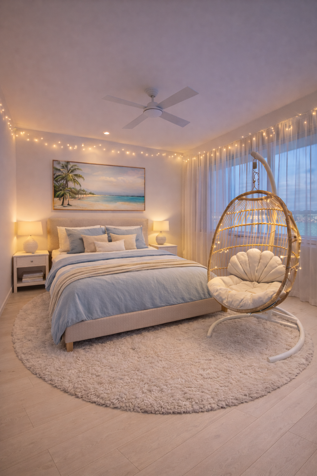 Coastal Room Decor, Beachy Room Decor, Bedroom Ideas For Small Rooms Cozy, Cute Bedroom Ideas, Dream Bedroom Inspiration, Decoração Apartamento Pequeno