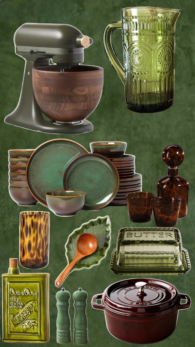 Green Kitchen Utensil Set for Everyday Cooking