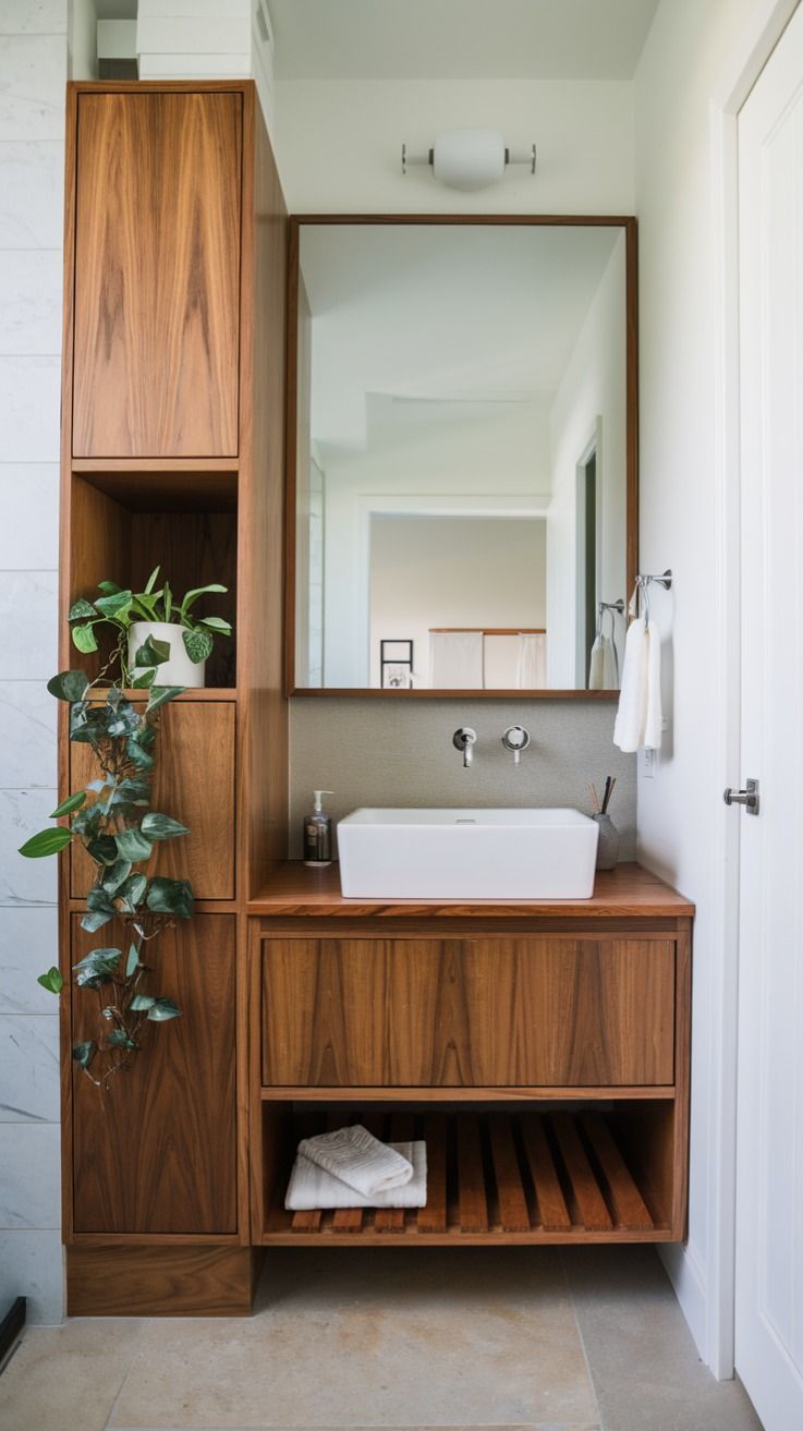 Long Bathroom Cabinet, Custom Vanity Small Bathroom, Built In Bathroom Sink Cabinet, Bathroom Storage Next To Vanity