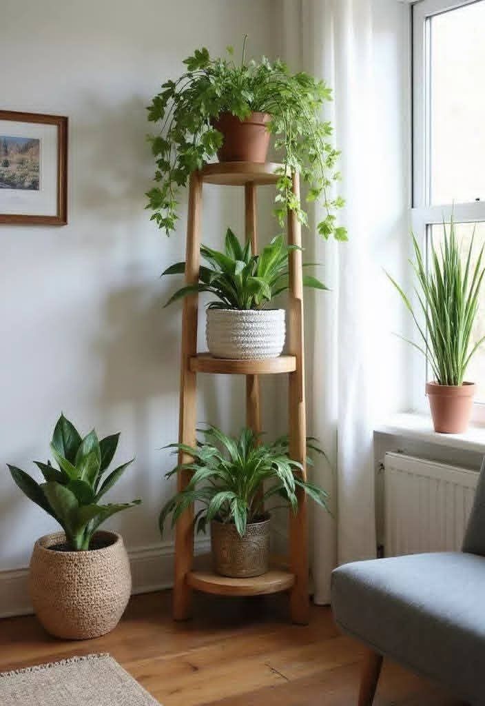 Home Decor Plant Holder, Decorating Items, Plant Stands Diy Indoor, Corner Decorations Living Room, Vase For Living Room, Corner Space Décor