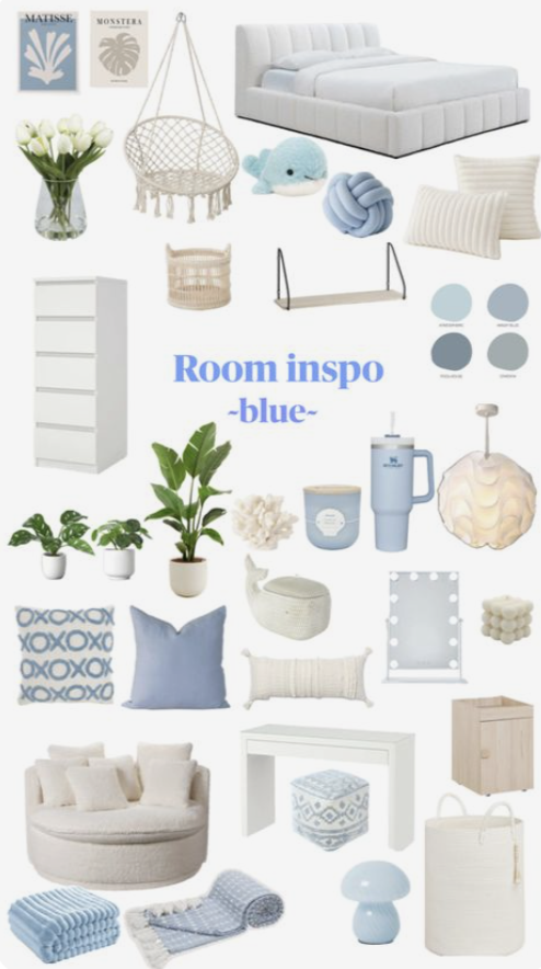 Theme For Room, Blue And White Room Decor Ideas, Beige And Blue Room Bedrooms, Blue Room Makeover, Themes For Rooms, Cute Bedroom Ideas Blue