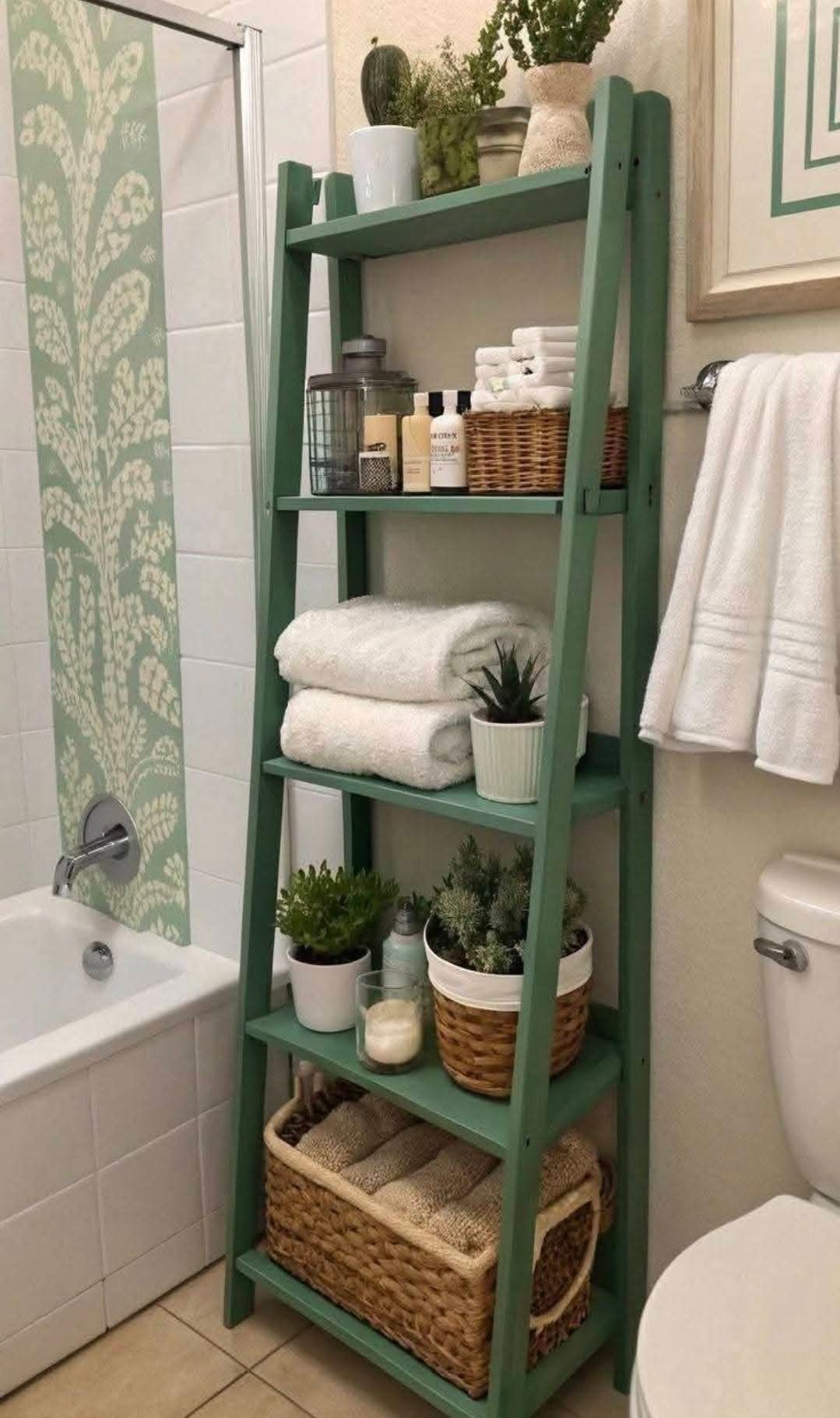 Bathroom Ideas Fun, Bathroom Ideas Plants, Apartment Decor Green, Bathroom Decor Small Space, Bathroom Aesthetic Plants, Brown And Green Bathroom Ideas