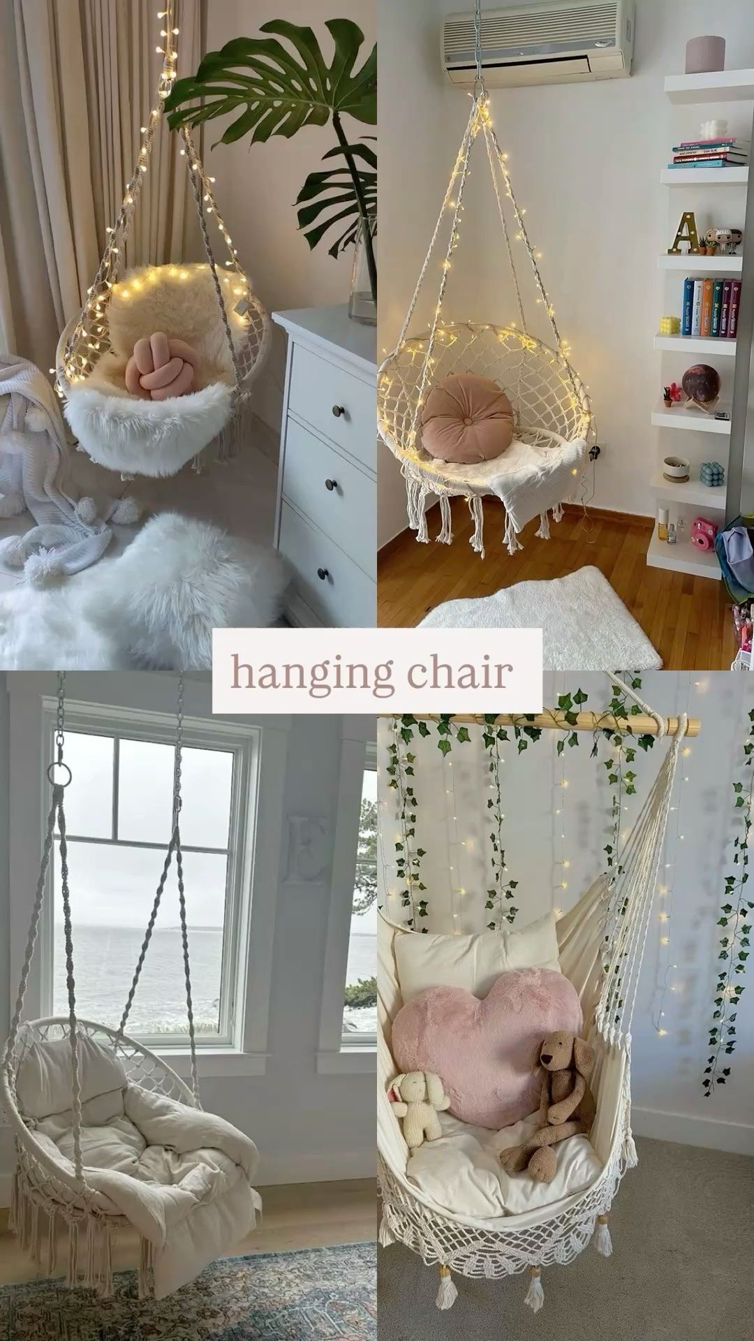 Cute Room Accessories, Hanging Chair In Bedroom, Hanging Chair In Bedroom Aesthetic, Room Wishlist, Ocean Room Decor, Diy Room Decor For Teens