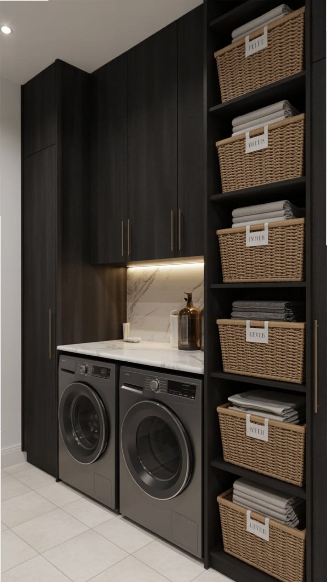 Laundry Room Storage Organizer for Shelves and Baskets
