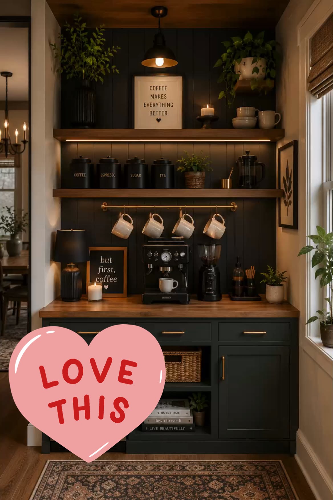 Wood Moody Coffee Bar Organizer for a Home Coffee Station