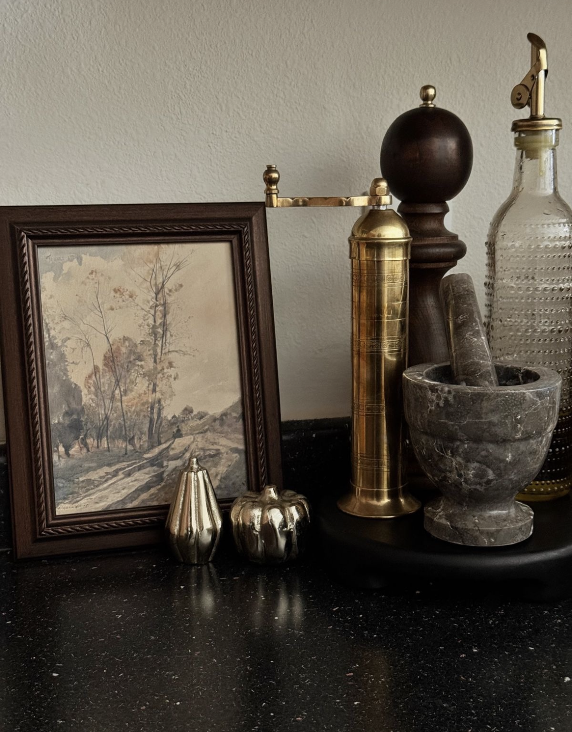 Tabletop Decor with Framed Art and Home Accents