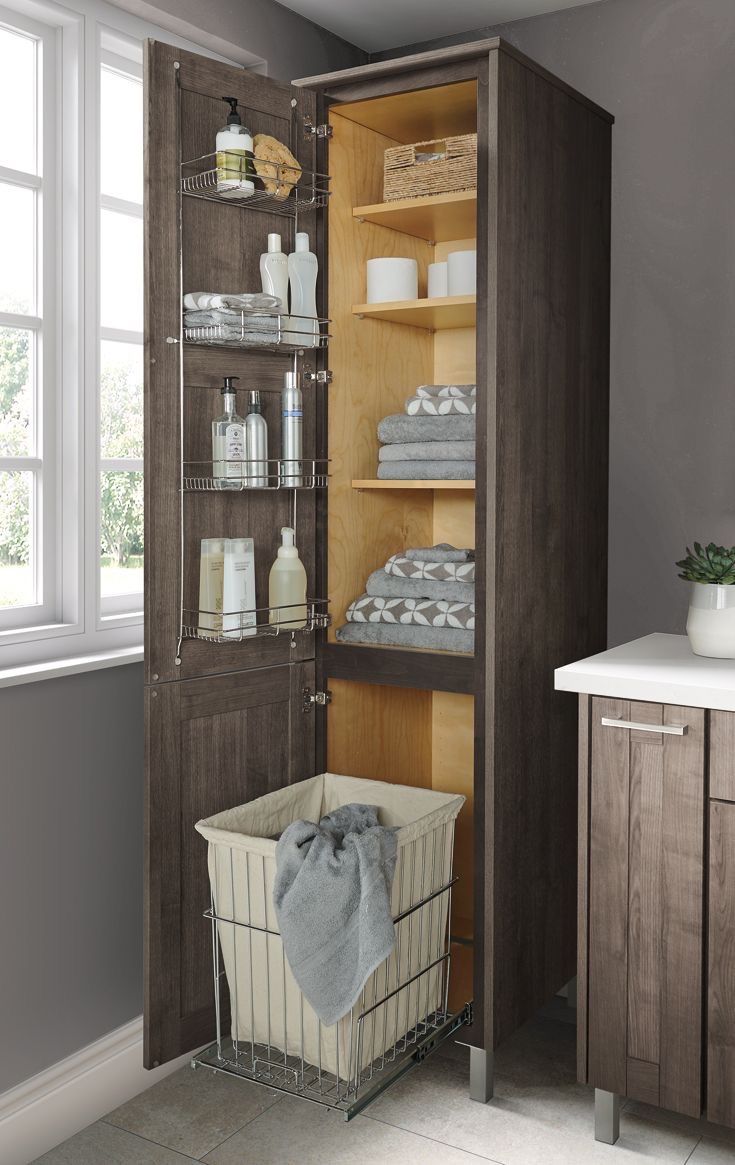 Bathroom Ideas With Storage Cabinet, Small Bathroom With Linen Cabinet, Bathroom Storage Cliset, Bathroom Storage Closet Wood