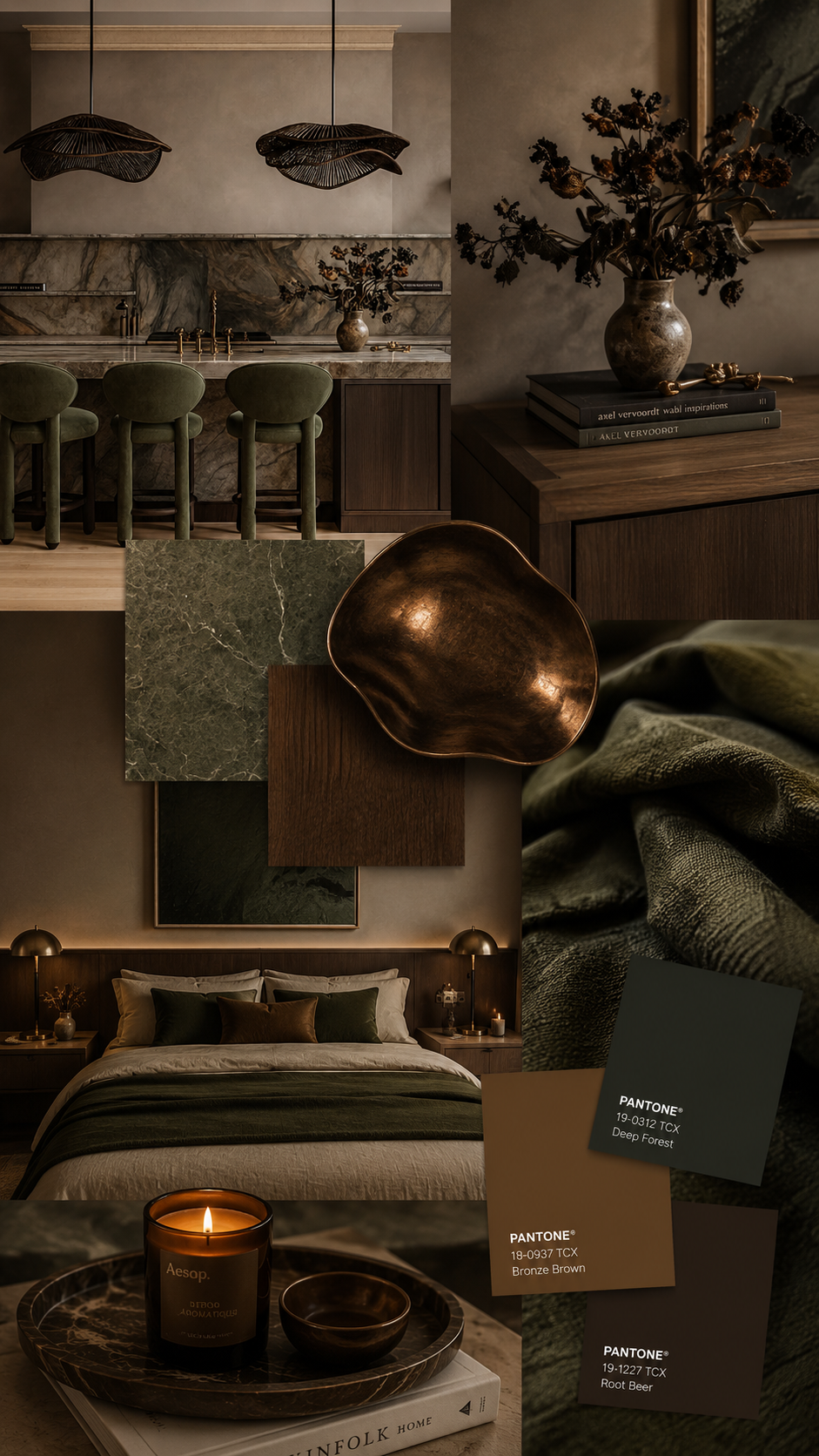 Forest Green and Bronze Interior Color Palette