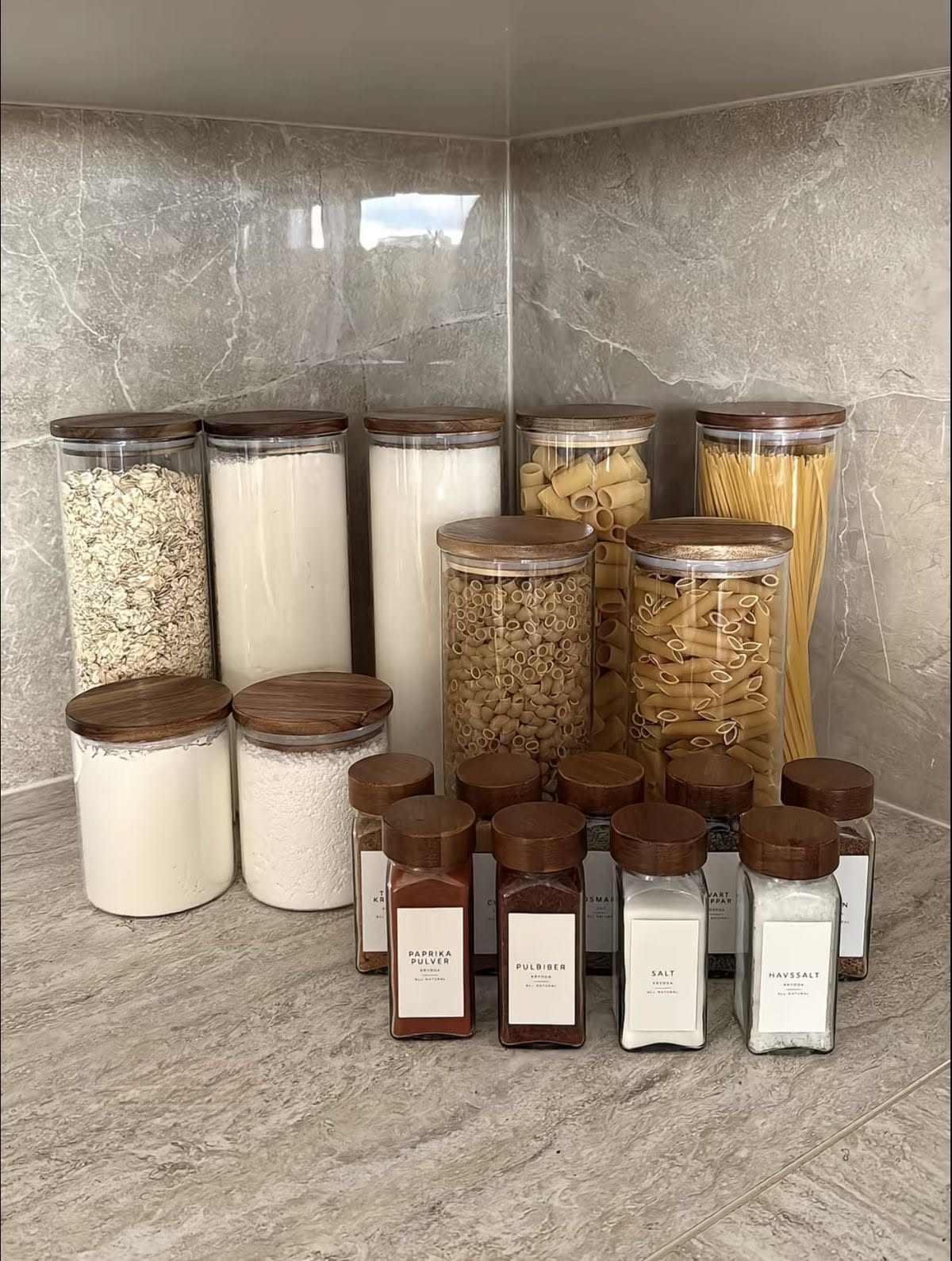 Aesthetic Glass Spice Jar Set for Pantry Organization