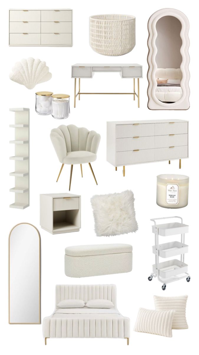 White And Gold Bedroom Aesthetic Modern, Room Decor Bedroom Aesthetic White, Room Ideas Gold And White, White And Gold Room Ideas