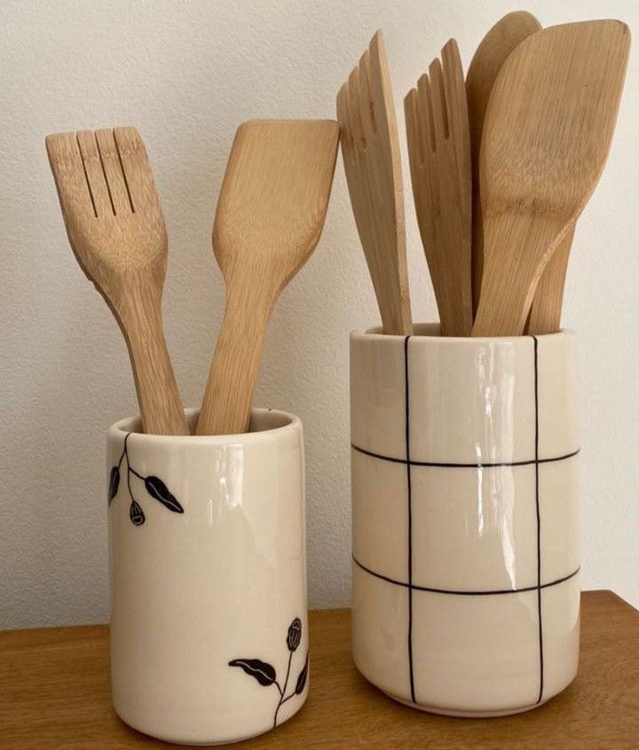 Ceramic Kitchen Decor, Pottery Things, Pottery Kitchen, Utensil Holder Ceramic, Pottery Utensil Holder, Handmade Ceramic Kitchen Accessories