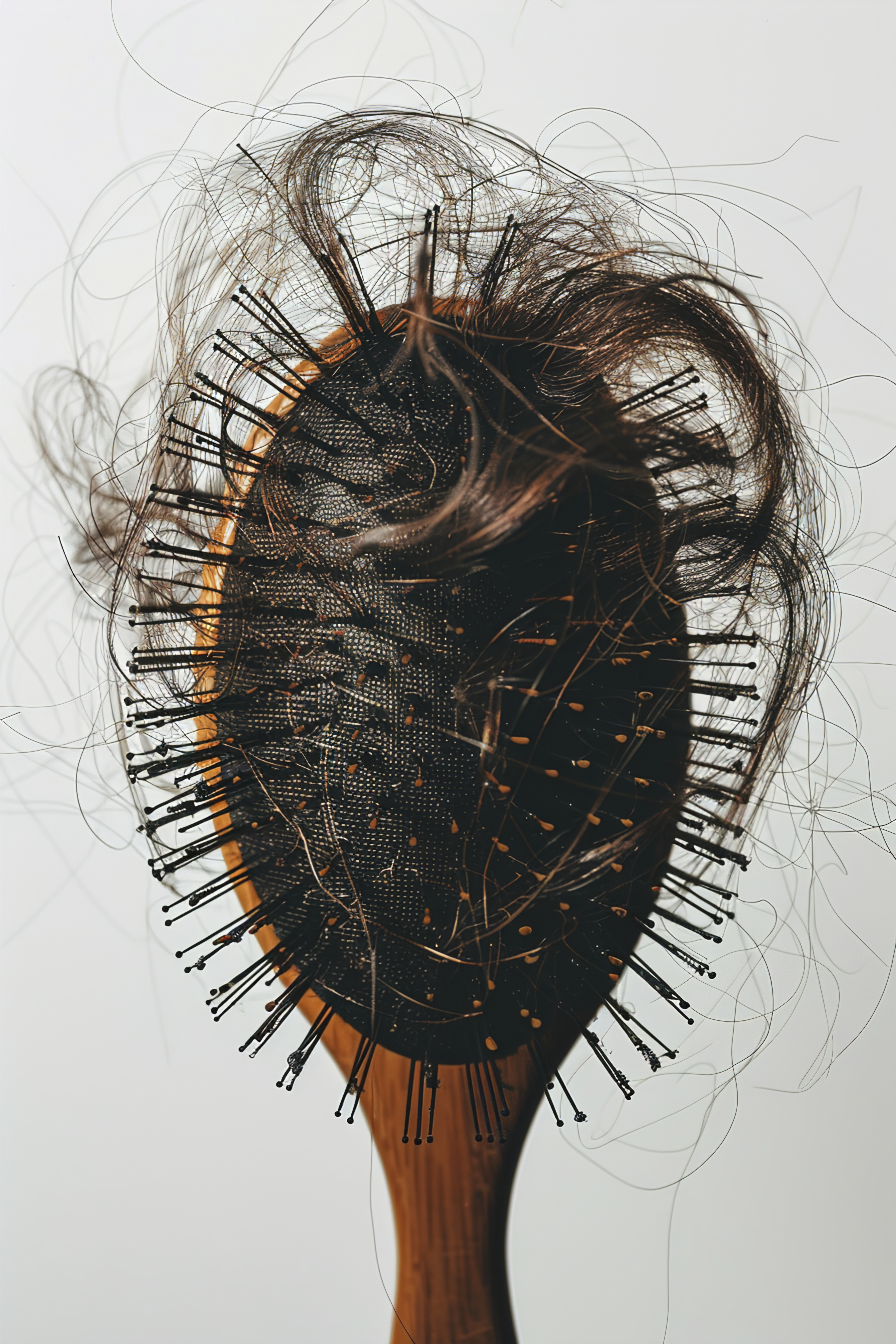 Hair brush full of hair that is lost