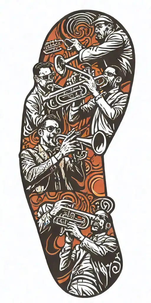 New Orleans Jazz Musicians Playing Trumpet And Piano