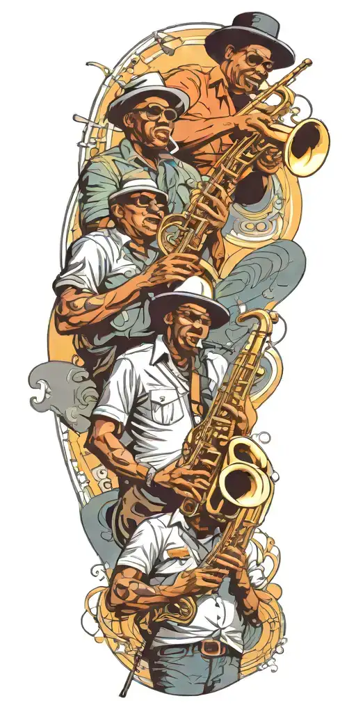 New Orleans Jazz Musicians Playing Instruments