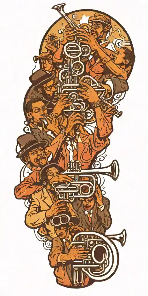 New Orleans Jazz Musicians Playing Trumpet And Piano