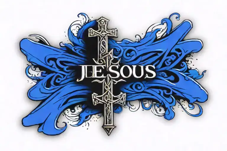 Jesus Cross Tatto With Name And Date