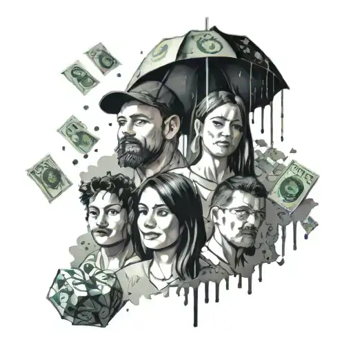 Alvira Family With Raining Money Design
