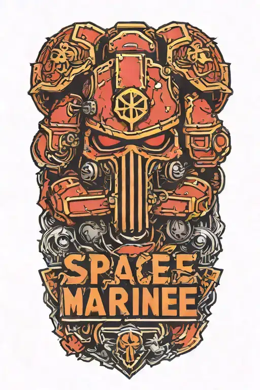 Space Marine Warhammer 40K Space Marine Doom Slayer Rosen Schriftzug