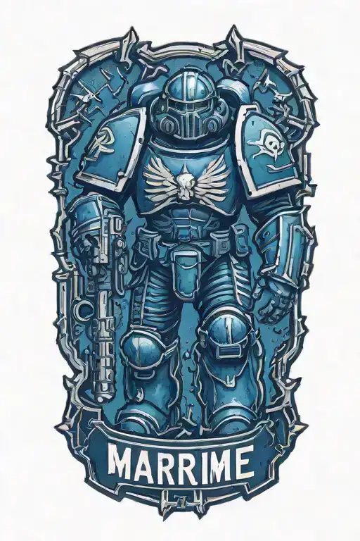 Space Marine Warhammer 40K Space Marine Doom Slayer Rosen Schriftzug