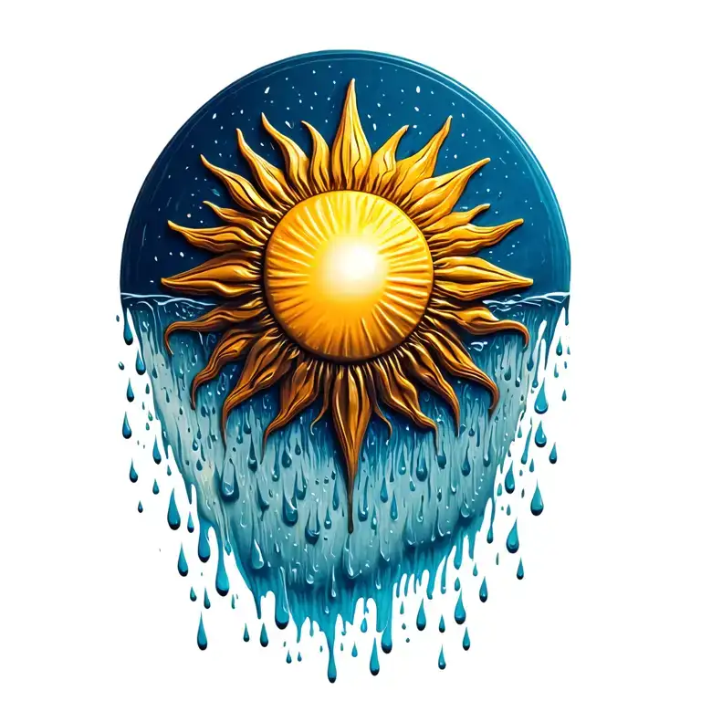 Sun With Rain Falling Off Of The Bottom
