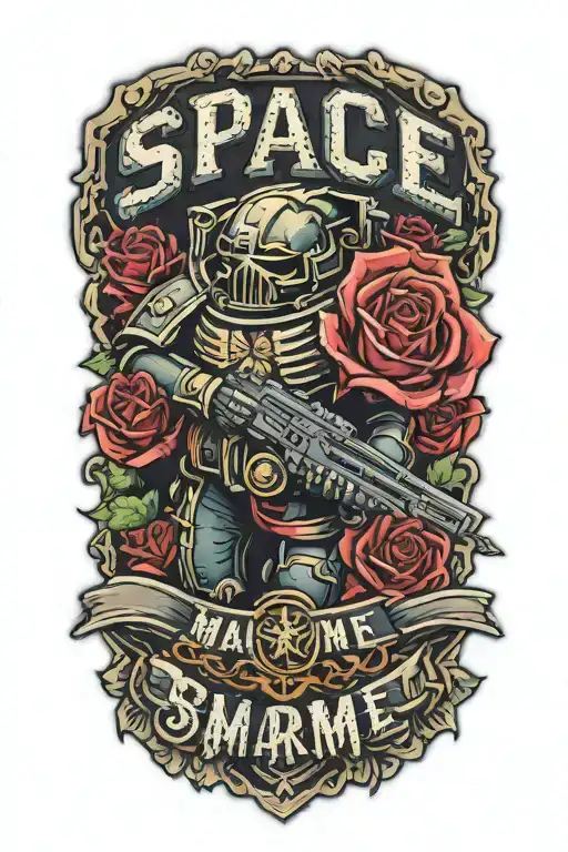 Space Marine Warhammer 40K Space Marine Doom Slayer Rose Lettering