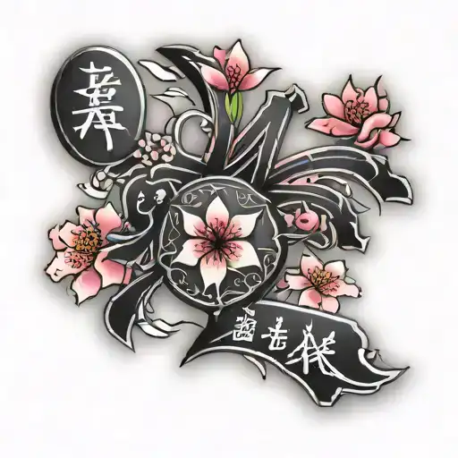Love In Japanese With Sakura Flowers