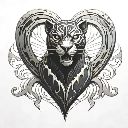 Black Panther Holding A Heart
