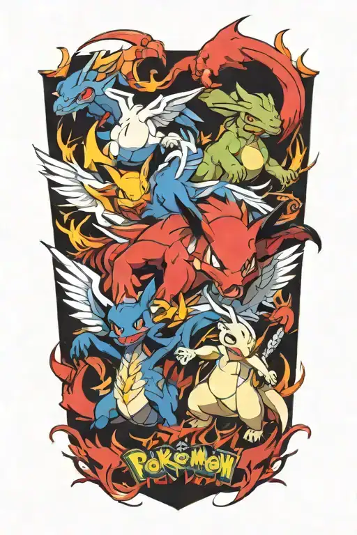 Pokemon And Mainline Video Game Characters Battling In The Form Of Heaven And Hell No Duplicating