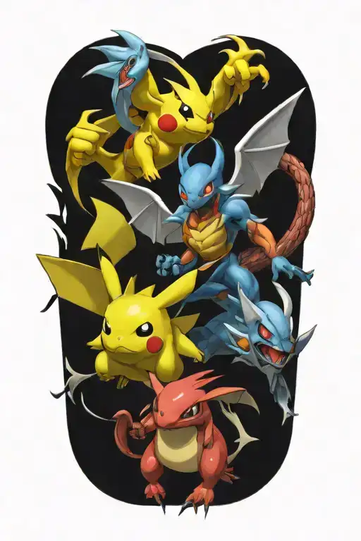 Pokemon And Mainline Video Game Characters Battling In The Form Of Heaven And Hell No Duplicating