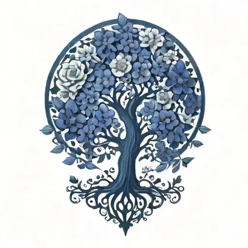 Family Tree With Each Flower Representing