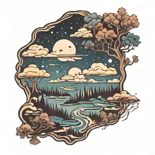 Nature Night Sky Silhouettes Hidden Within