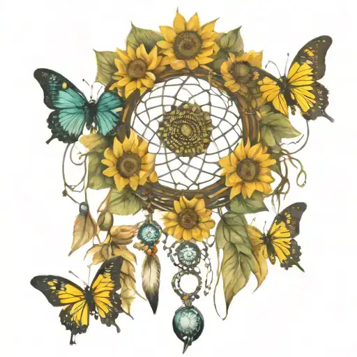 Sunflowers Butterflies Dreamcatcher Jewels