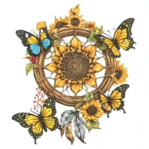 Sunflowers Butterflies Dreamcatcher Jewels