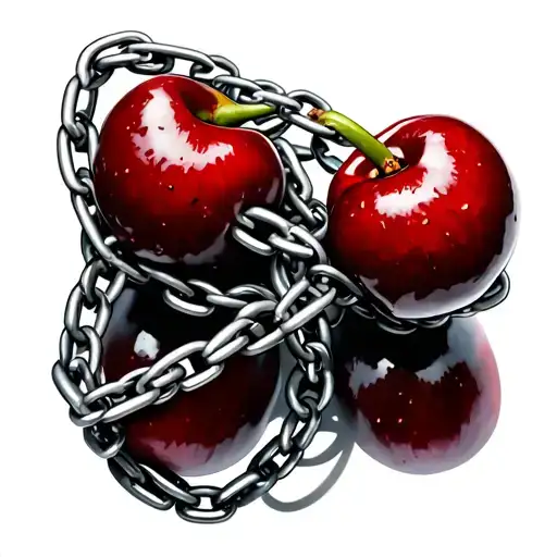 Two Cherries Wrapped By Chains