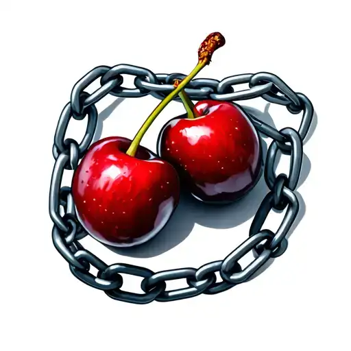 Two Cherries Wrapped By Chains
