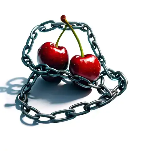 Two Cherries Wrapped By Chains