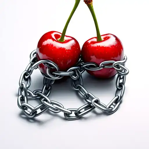 Two Cherries Wrapped By Chains
