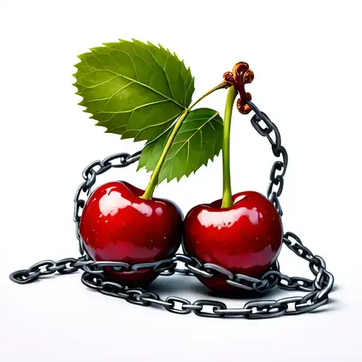 Two Cherries Wrapped By Chains