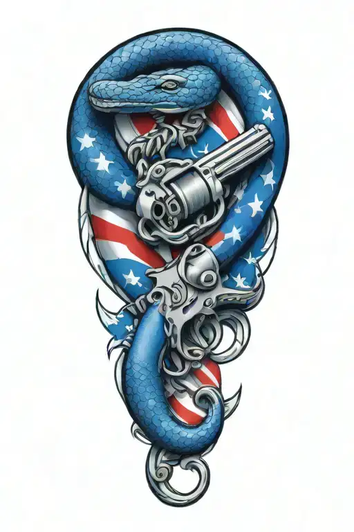 2Nd Amendment Flag Gun Snake Bullets