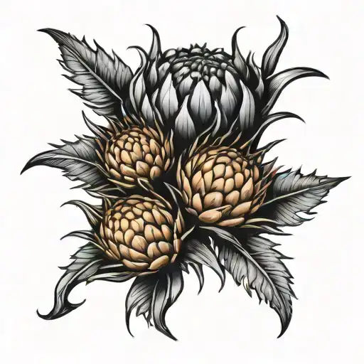 Thistle And Clover Tattoo Black