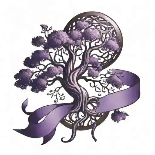 Tree Of Life And Purple Ribbon