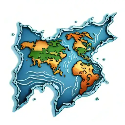 World Map Floating In Water
