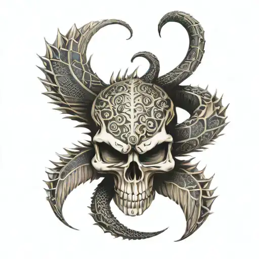 Cool Skull Wild Snake With Sharp Teeth Tatto