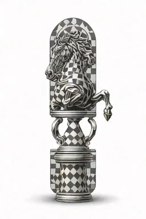 Black Horse On A Chessboard