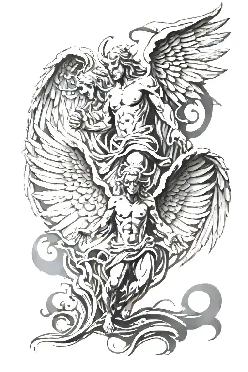 Demon And Angel With Wings