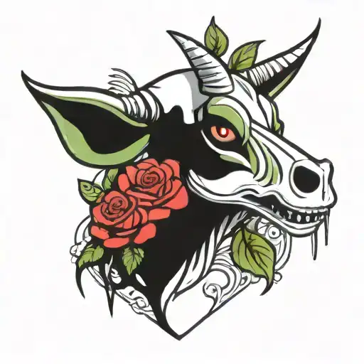 Gir Invader Zim Zip Up Holding Cow Skull With Roses