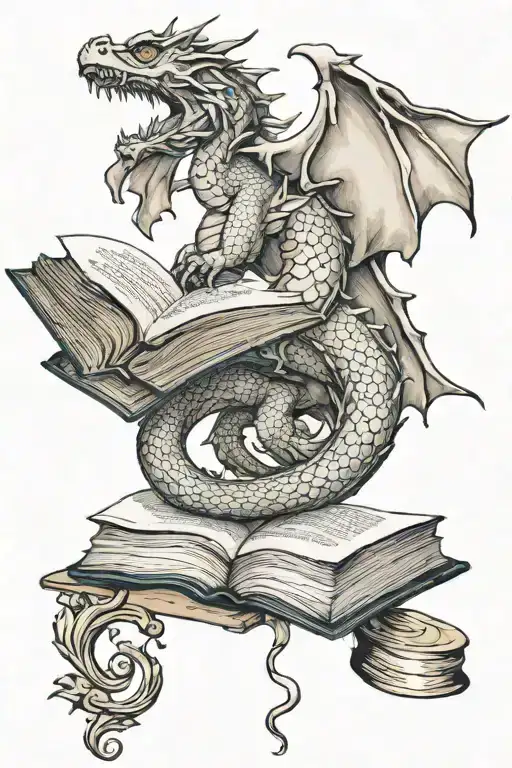 Dragon Flying Over A Book
